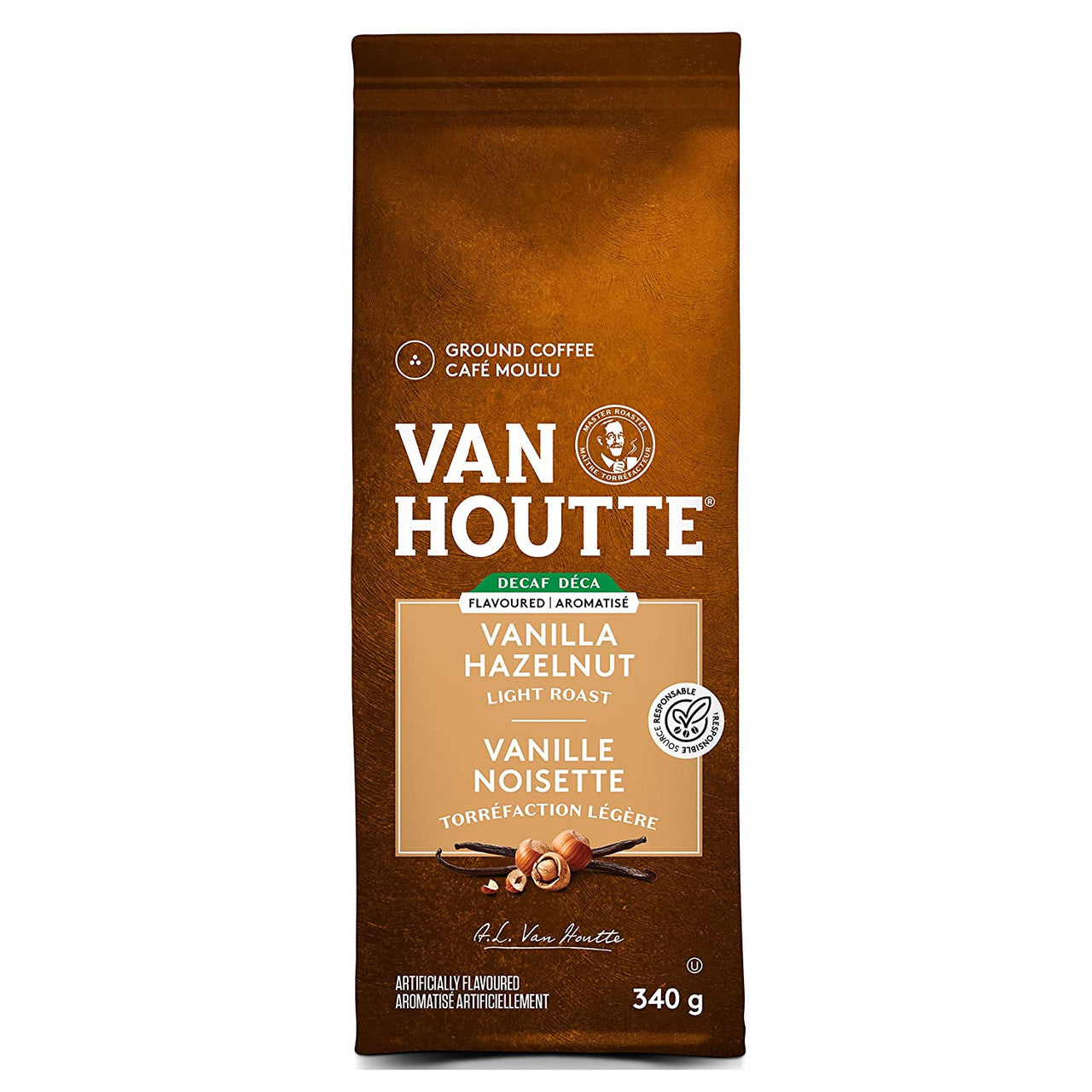 Van Houtte Vanilla Hazelnut Decaf Ground Coffee, 340g/11.9 oz. {Imported from Canada}